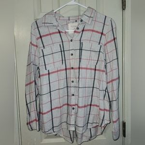 SONOMA Large flannel button-up shirt, grey black & red